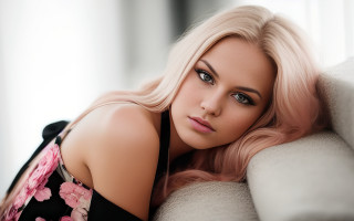 Blonde woman laying couch portrait - anna maria barbara abesch free wallpaper for desktop