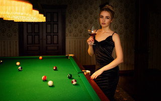 Woman black dress wine pool - a pool table free wallpaper