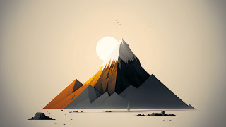 Mountain bird sunset lowpoly gradient - low free wallpaper