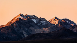 Mountain range pink sky plane 5 - postminimalism free wallpaper for desktop