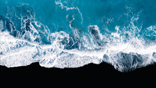 Black white wave crash beach - ocean free wallpaper for desktop