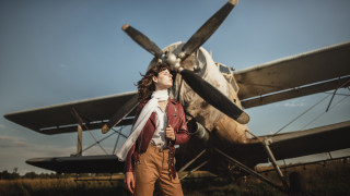 Woman plane sky outdoors fashion - her nose free wallpaper