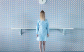 Woman clock wall blue coat - elsa bleda free wallpaper