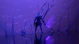 Purple silhouette skiing night starry - cinematic concept art free wallpaper