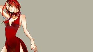 Woman red dress knife cigarette - her hand and a cigarette free wallpaper