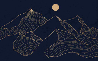 Mountain fullmoon line drawing night - amir zand free wallpaper