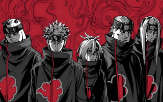 Hooded group red background manga - hood free wallpaper