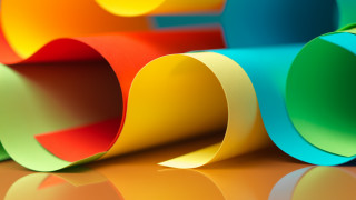 Colorful tube reflection yellow background - paper texture free wallpaper for desktop