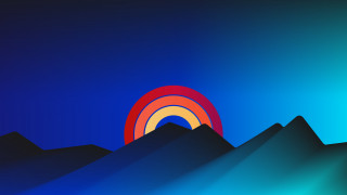 Colorful mountain range rainbow flat - surreal design free wallpaper for desktop