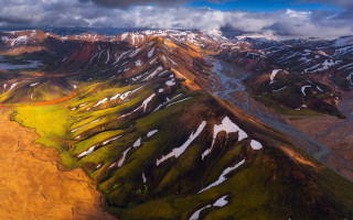 Mountain range snow green grass - green grass free wallpaper