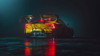 Yellow car night tail lights - red light free wallpaper