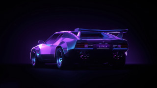 Retro car purple light dark - outrun free wallpaper