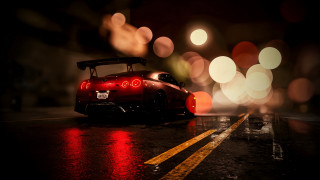 Red sports car night bokeh - a red sports car free wallpaper