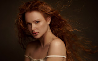 Elina karimova red hair wind - preraphaelitism free wallpaper for desktop