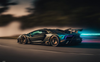 Black sports car night green - a green light free wallpaper