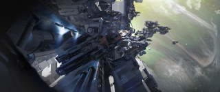 Futuristic space station earth view - a view of the earth free wallpaper