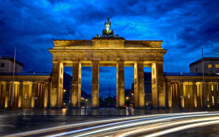 Tall building clock lights front - berlin secession free wallpaper