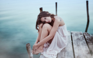 Woman dock ocean portrait tattoo - a dock next free wallpaper for desktop