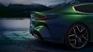 Green sports car mountains night - the rear free wallpaper
