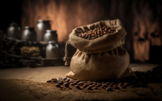Coffee beans sack table grinder - a table next free wallpaper for desktop