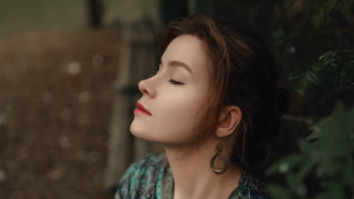 Woman closed eyes upward bokeh - something free wallpaper for desktop