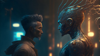 Afrofuturism biopunk cyberpunk man woman - biopunk free wallpaper