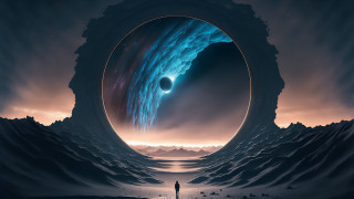 Man giant blue object black - a black hole in the middle free wallpaper