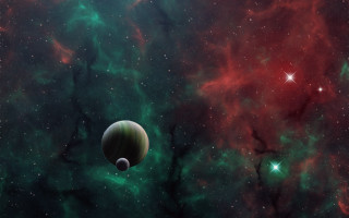 Space planet stars redshift mattepainting - a planet free wallpaper