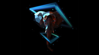 Geometric portrait blue triangle glowing - image of a person free wallpaper