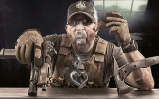 Man gun hat table knife - realistic character concept free wallpaper