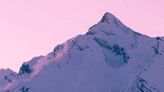Snow mountain pink sky plane - a snow free wallpaper for desktop