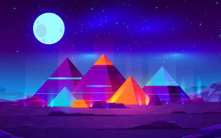 Pyramids desert night moon stars - affinity photo free wallpaper