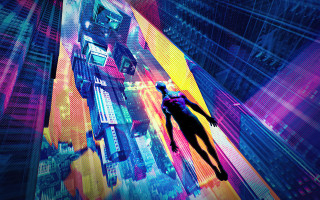 Futuristic city neon android jones - a neon background free wallpaper