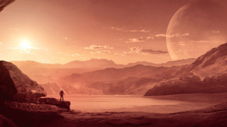 Rocky mountain distant planet moon - a rocky mountain free wallpaper