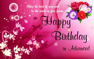 Pink birthday card flowers bubbles - happy birthday free wallpaper