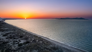 Sunset mountain beach ocean sky - exekia free wallpaper