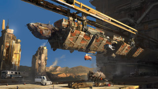 Sci fi retrofuturism cityscape bridge - craig mullins free wallpaper