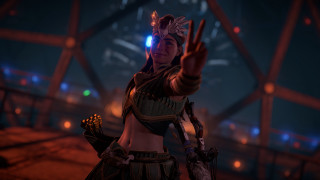 Futuristic armor woman hologram city - a futuristic city in the background free wallpaper