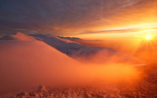 Sunset mountain dust cloud orange - orange sky above free wallpaper