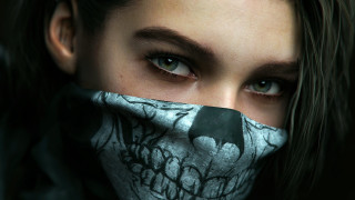 Woman skull mask scarf closed - a scarf free wallpaper