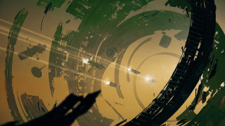 Futuristic city clock tower hero - christopher balaskas free wallpaper