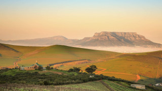 Mountain farm foggy sky twilight - a foggy sky in the background free wallpaper