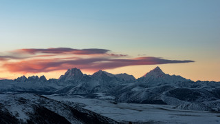 Mountain range pink cloud sunset - a few snow covered mountains free wallpaper