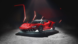 Red sports car dark room 99 - a spotlight free wallpaper