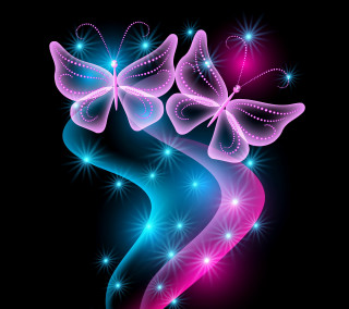 Colorful background butterflies stars side - beautiful free wallpaper for tablet