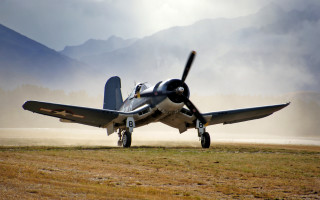 Small airplane mountains fog dieselpunks - a small airplane free wallpaper