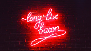 Neon bacon brick wall red - carles delclaux i free wallpaper