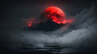 Red moon rising over mountainous - a red moon free wallpaper