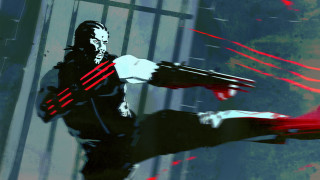 Man mask red white arm - action scene free wallpaper