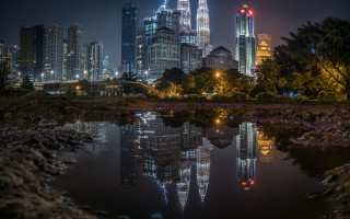 City skyline reflection night lights 4 - adrian zingg free wallpaper
